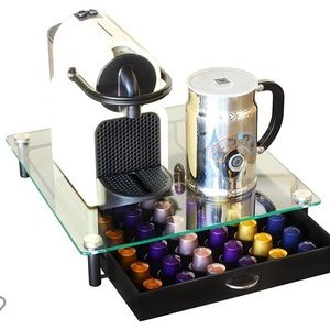 Crystal Tempered Glass Nespresso OriginalLine Storage Drawer Holder for Capsules
